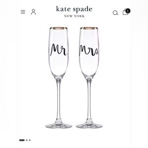 Kate Spade Mr & Mrs Champagne Flutes - New